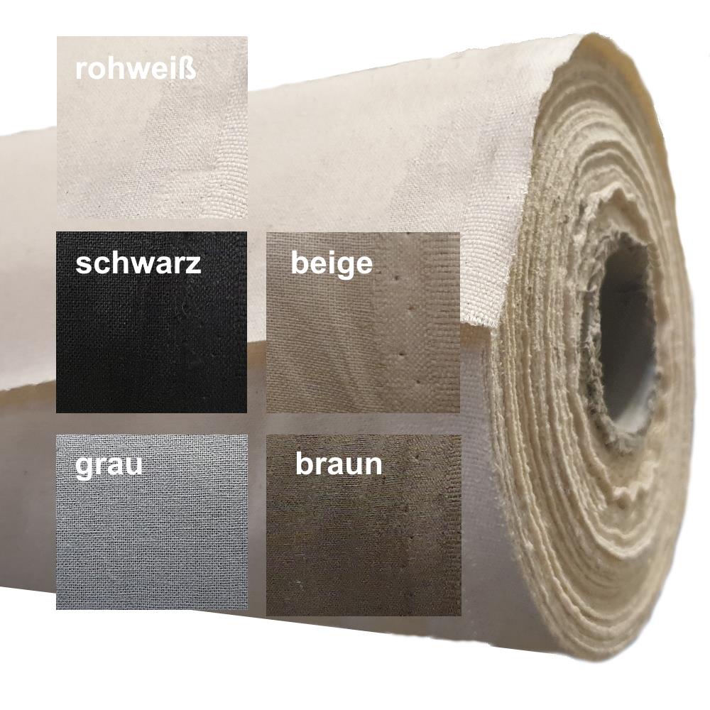 Baumwoll-Nessel Spannstoff 150g, verschiedene Farben, VE 5 lfm, Rolle 30m