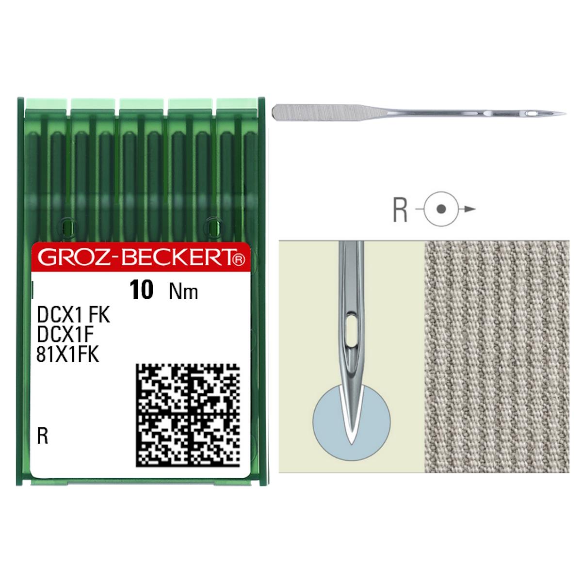 Groz-Beckert, System DCX1F/81X1F, Spitze R runder Kopf, verschiedene Größen, Chrom