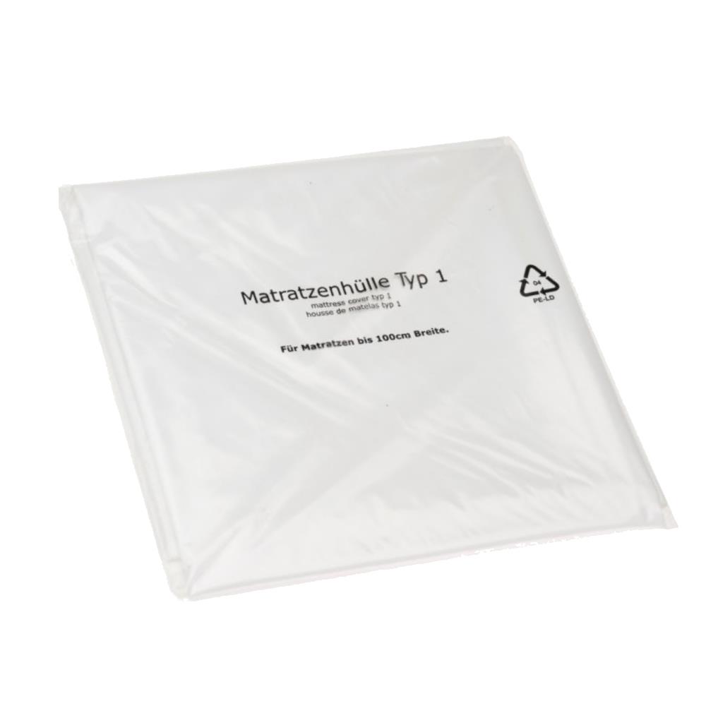 Matratzenhülle Typ 1 - 131 cm x 235 cm, Transportschutzfolie, weiß