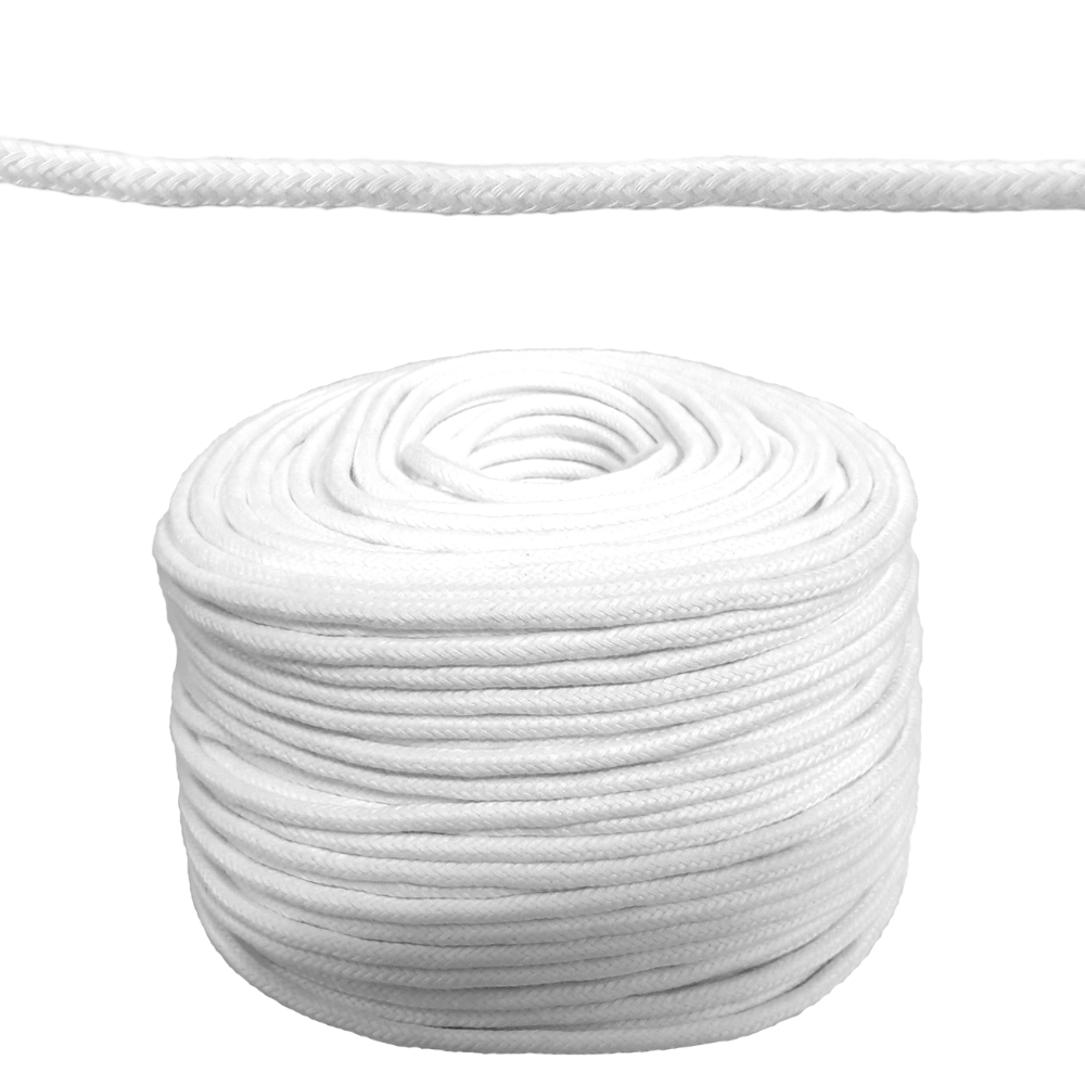 Baumwoll-Rundschnur, weiß, fest, 5mm, Baumwollkeder, Watteschnur, auf Rolle, Rolle(n) 50 m
