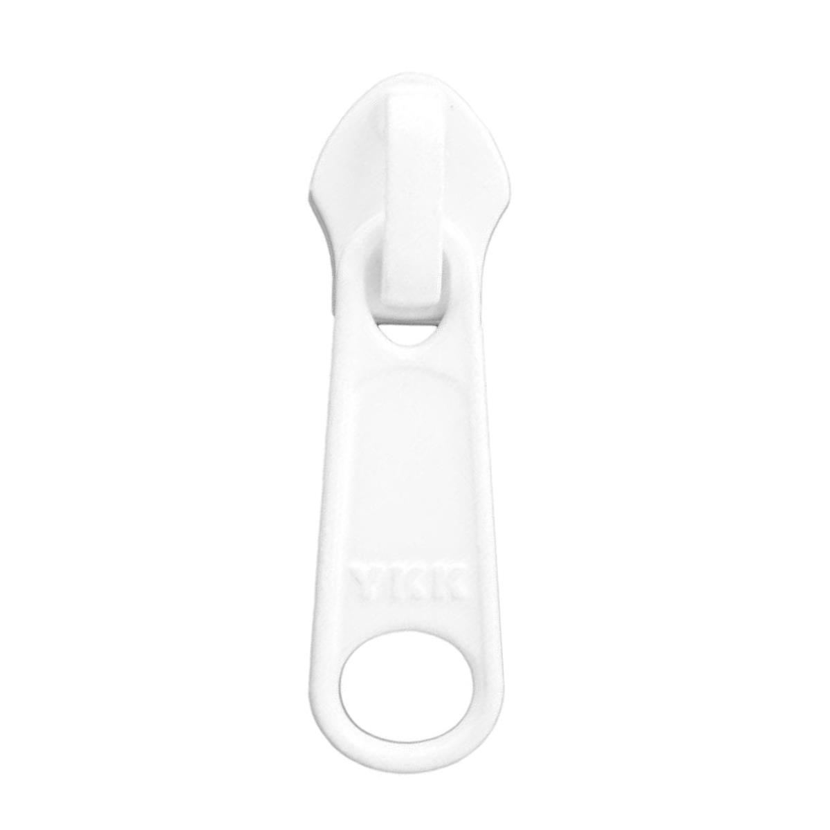 Schieber YKK-Reißverschluss 5er Kette weiß, Typ 5mm, Kunststoff, VE 1 Paket, 100 Stück