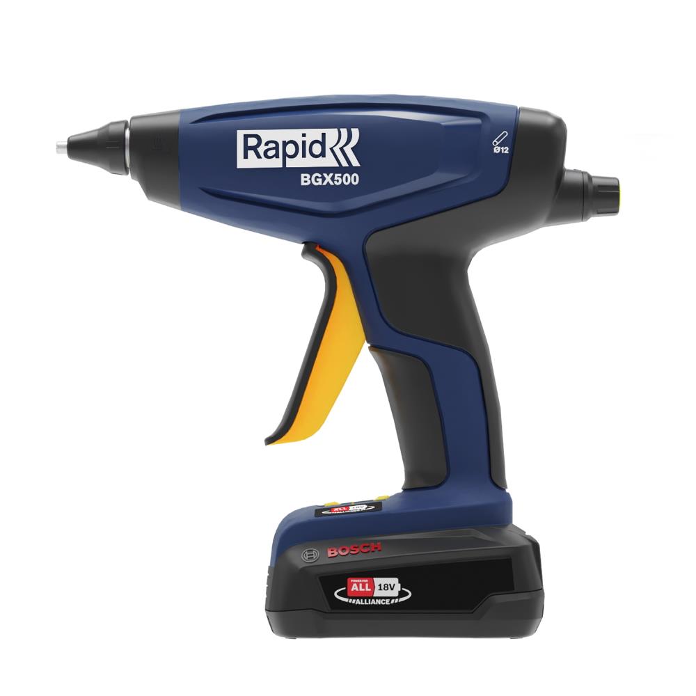 Rapid BGX500 Akku-Klebepistole mit Koffer & Akku P4A 18V, für 12mm Klebesticks, Schmelzklebepistole