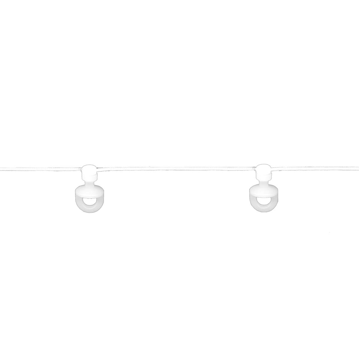 Kordel mit Drehgleiter 5,3mm, Abstand 6 cm, 14067 weiß, VE 1 m, UV 50 m, schmale Innenlaufsysteme