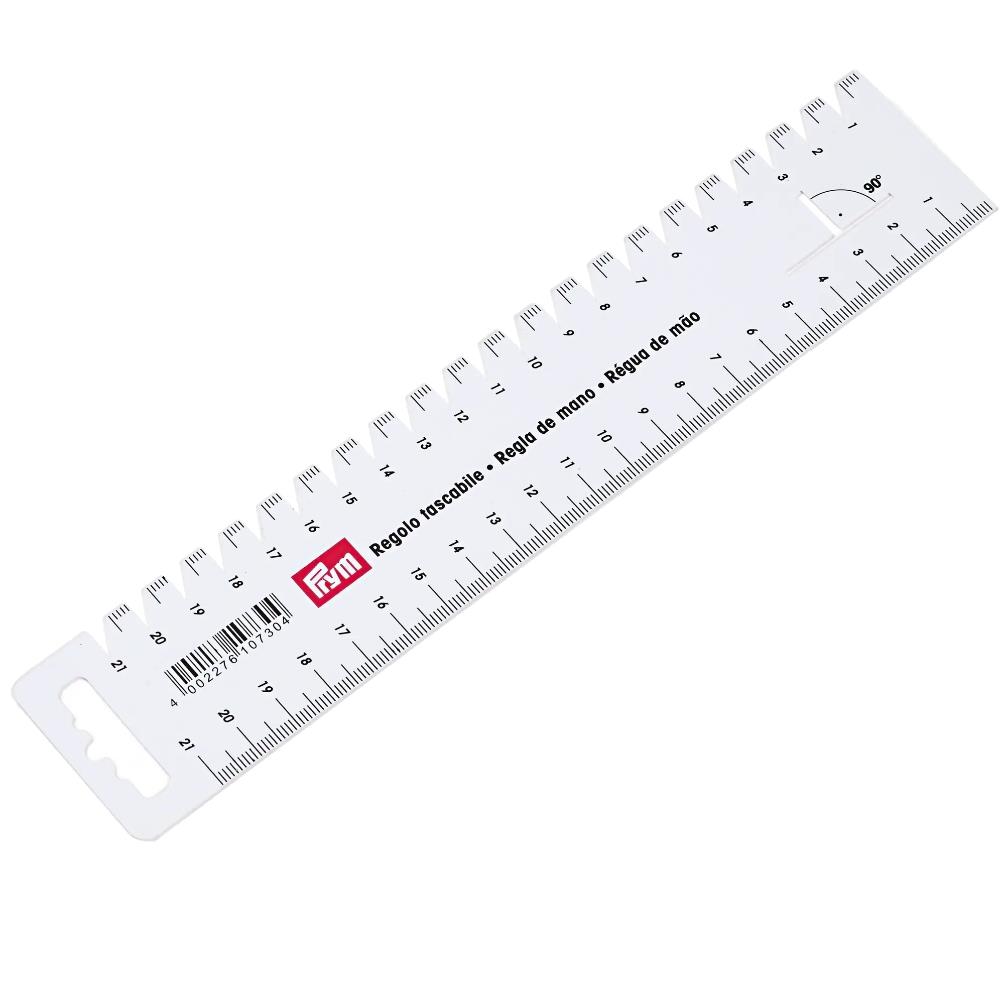 Handmaß für Näharbeiten 4,5 x 23 cm mit Winkelmaß, weiß, VE 1 Stück, UV 10 Stück (610730)