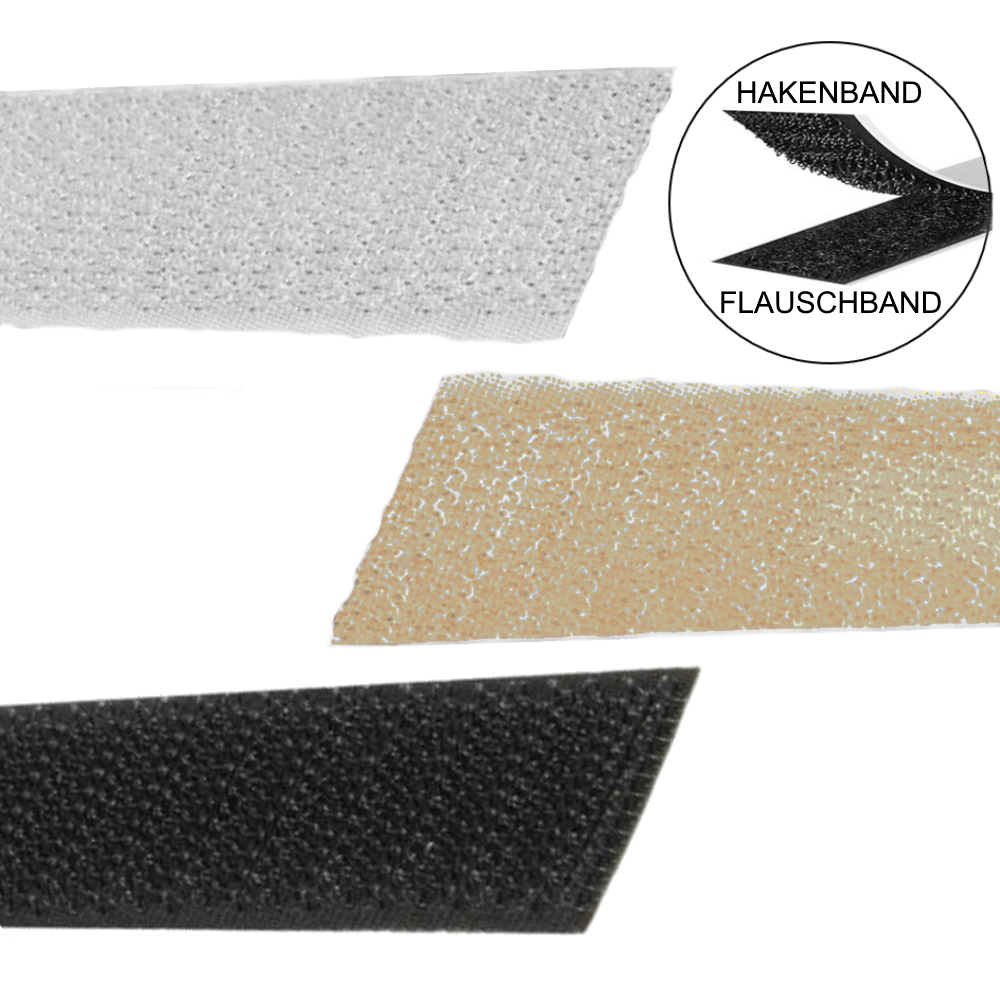 Hakenband (Haftband) schwarz 50 mm, Rolle 25 m, selbstklebend, Klettband