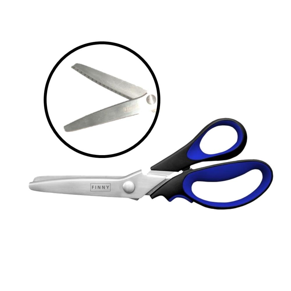 Kretzer Finny 9 Zoll Zackenschere, Länge 23 cm, blau-schwarzer Griff Kretzer Finny 9 Zoll Zackenschere, Länge 23 cm, blau-schwarzer Griff