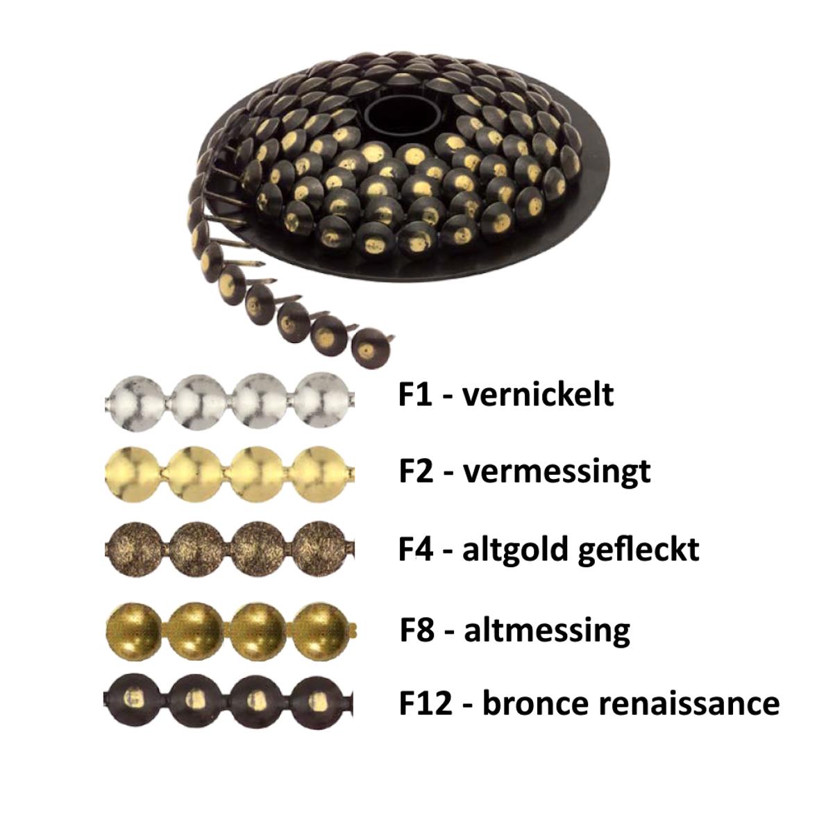 Ziernagelband 100 1/3 gerollt 100 Nägel, Kopf 9,5 mm, F1 vernickelt, VE 100 Rolle(n)