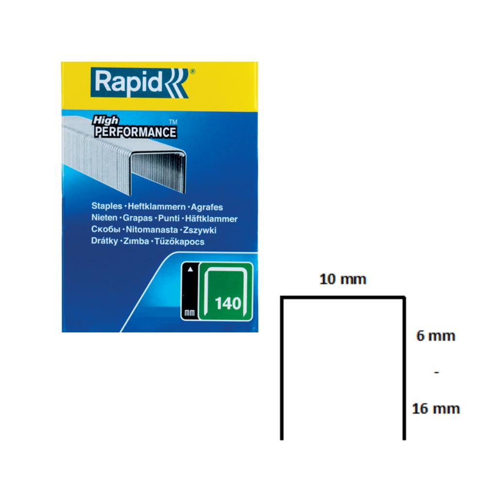 Rapid Heftklammern Typ 140, Stahl (verzinkt) - Flachdrahtklammern, VE 5 mill