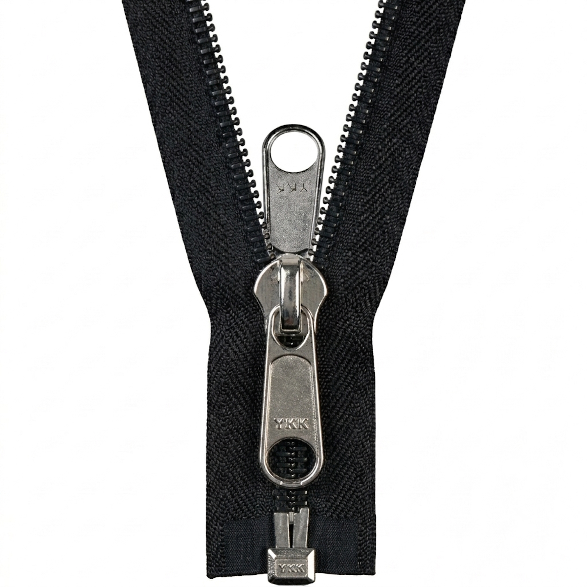 YKK teilbar, Spirale, schwarz 580, 80 cm, Metallsteckteil, 10mm, Band 40mm, Doppelgriff (10CF open)