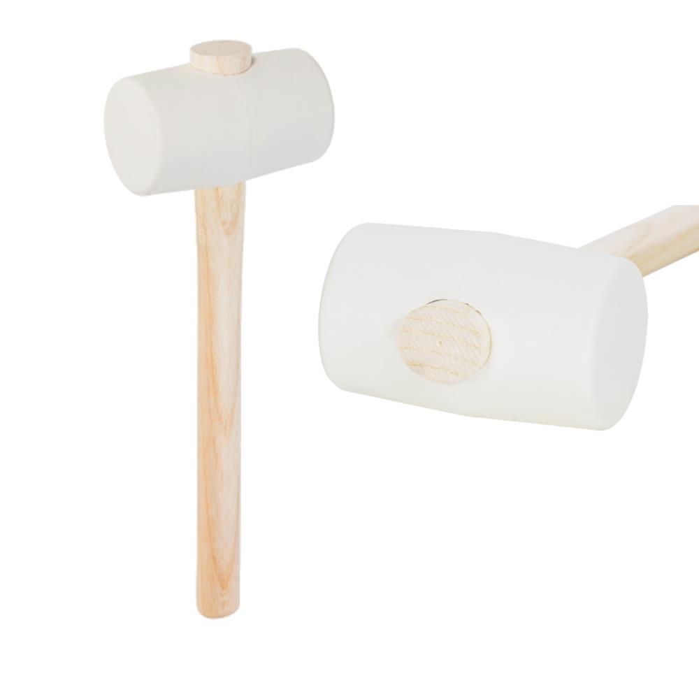 PICARD Gummihammer 65 mm, weiß mit Holzstiel, 70 Shore Festigkeit