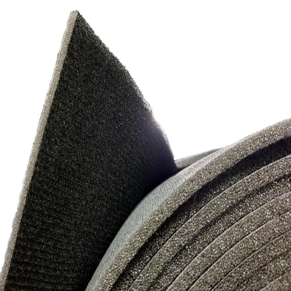 Schaumstoff mit Perlonvelour 10mm, 140cm, schwarz, VE 1 lfm, UV 50m, Haken-Haftband kombinierbar