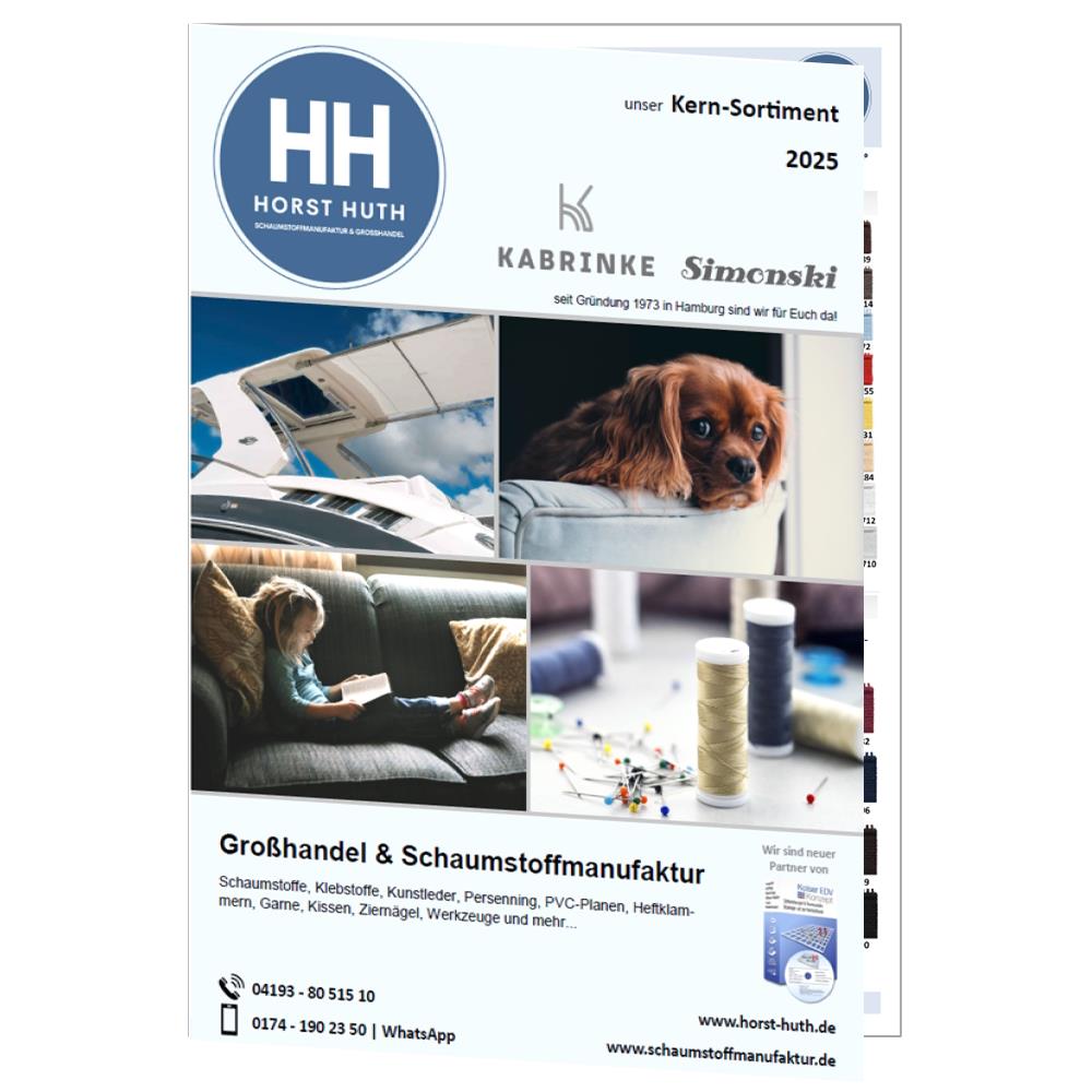 Horst Huth Katalog 2025, unser Artikelsortiment bebildert zusammengefasst als Hochglänzbroschüre