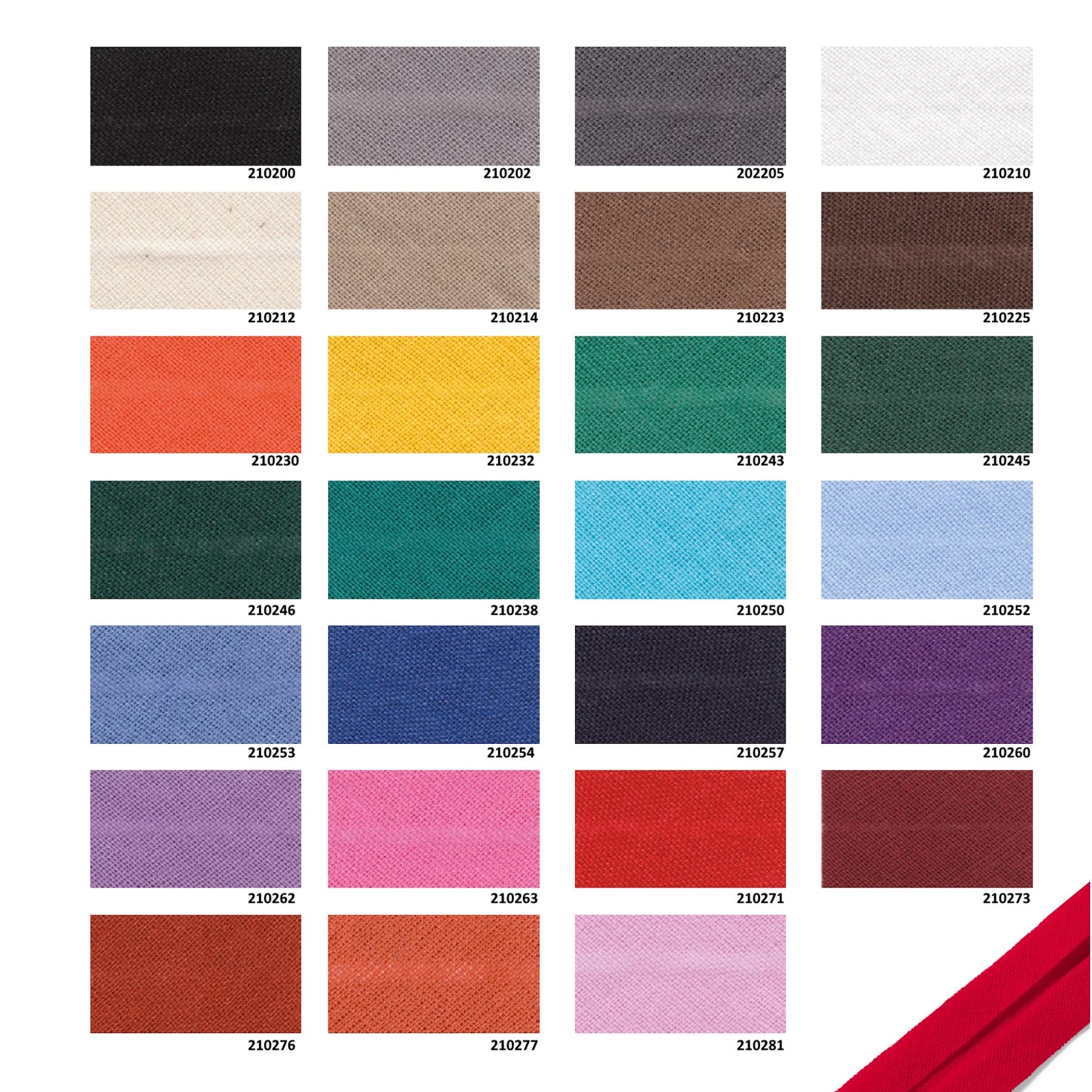 Schrägband gefalzt, 40/20 mm, verschiedene Farben, Einfassband