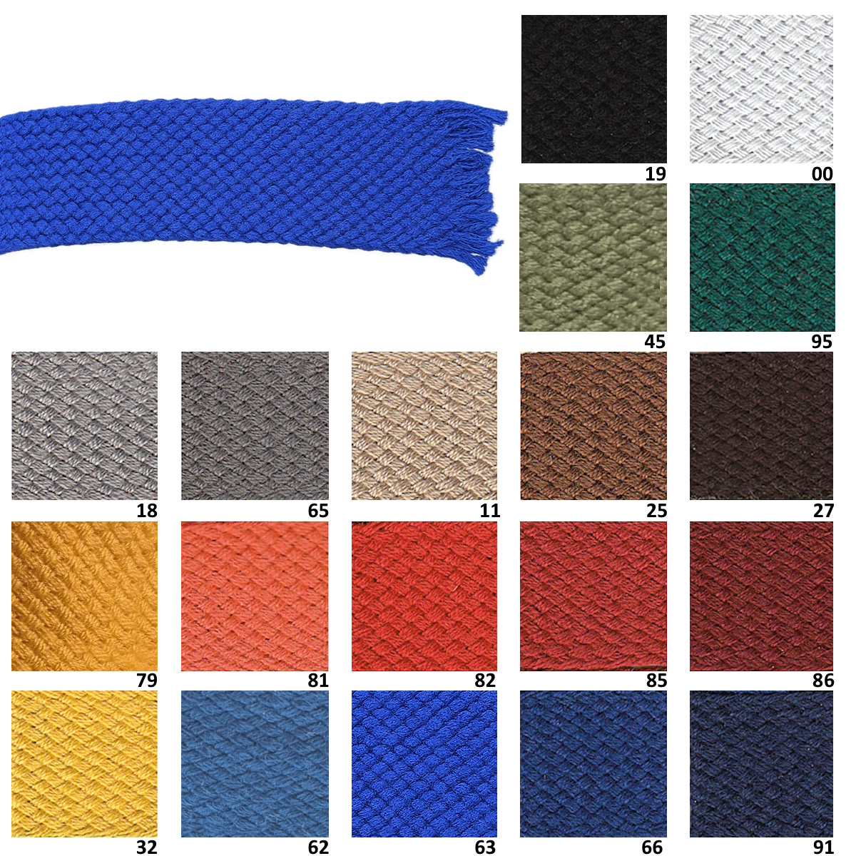 Markisen-Einfassband, Ringgarn 2cm breit, Farbe 00 (weiß), je 1 m, Rolle 170m, endlos, 100% Dolan