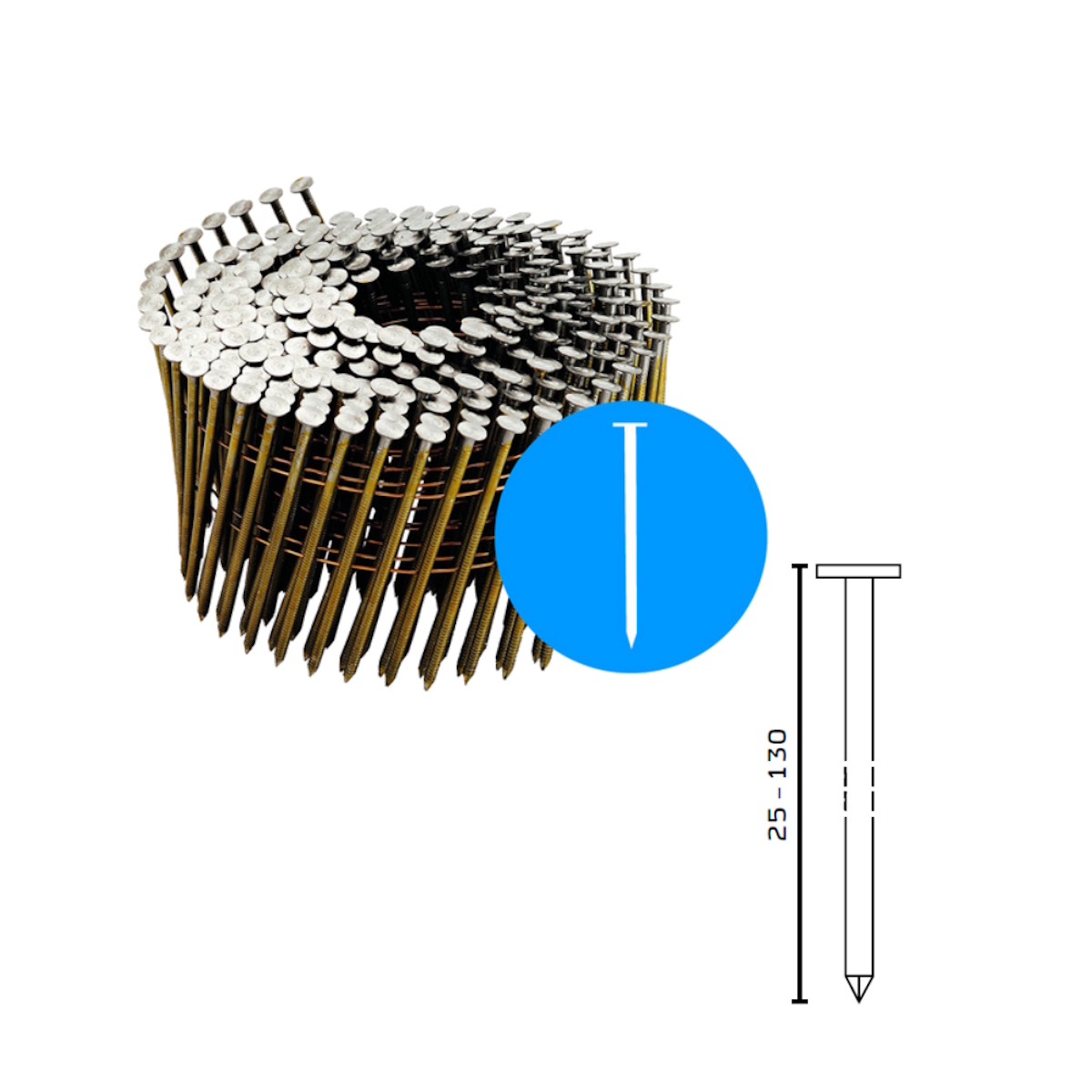 BeA Coil-Nägel Typ BDC TX 2,8 x 65 mm, Schraubschaft, Stahl verzinkt, VE 6 mill, UV 40 Pakete