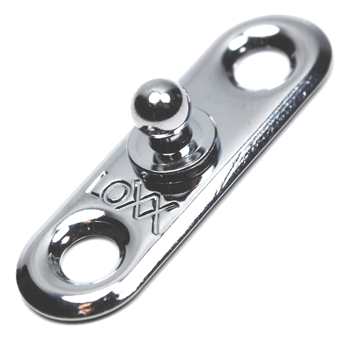 LOXX Unterteil, ovale Kugelplatte 34,2mm x 11mm, Messing verchromt, VE 1 Stück, UV 100 Stück, zum Verschrauben