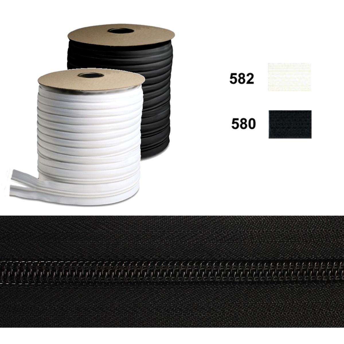 YKK Reißverschluss 5er Kette, 5 mm, endlos, Spirale, VE je lfm (UV Rolle 100m), Typ 5mm