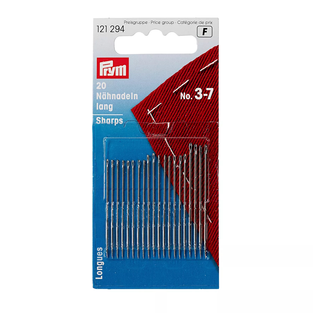 Nähnadeln lang, 20 Stück, Set Typ Nr. 3 - 7 (121294), Handnähnadeln, VE 20 Nadeln