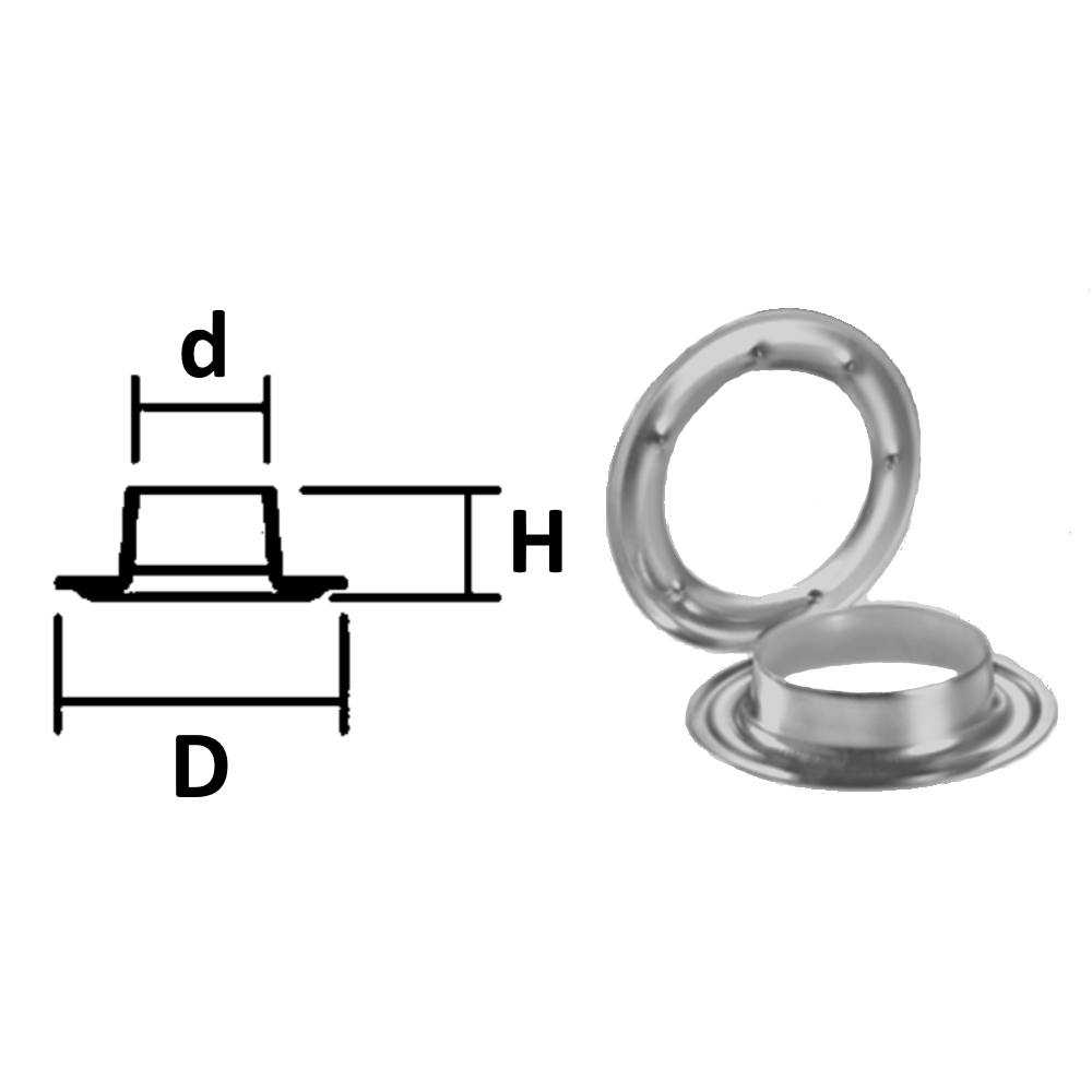Ösen mit Scheibe 36mm, Paket(e) 100 Stück (01.0136.01-100), verzinkt, Rundösen