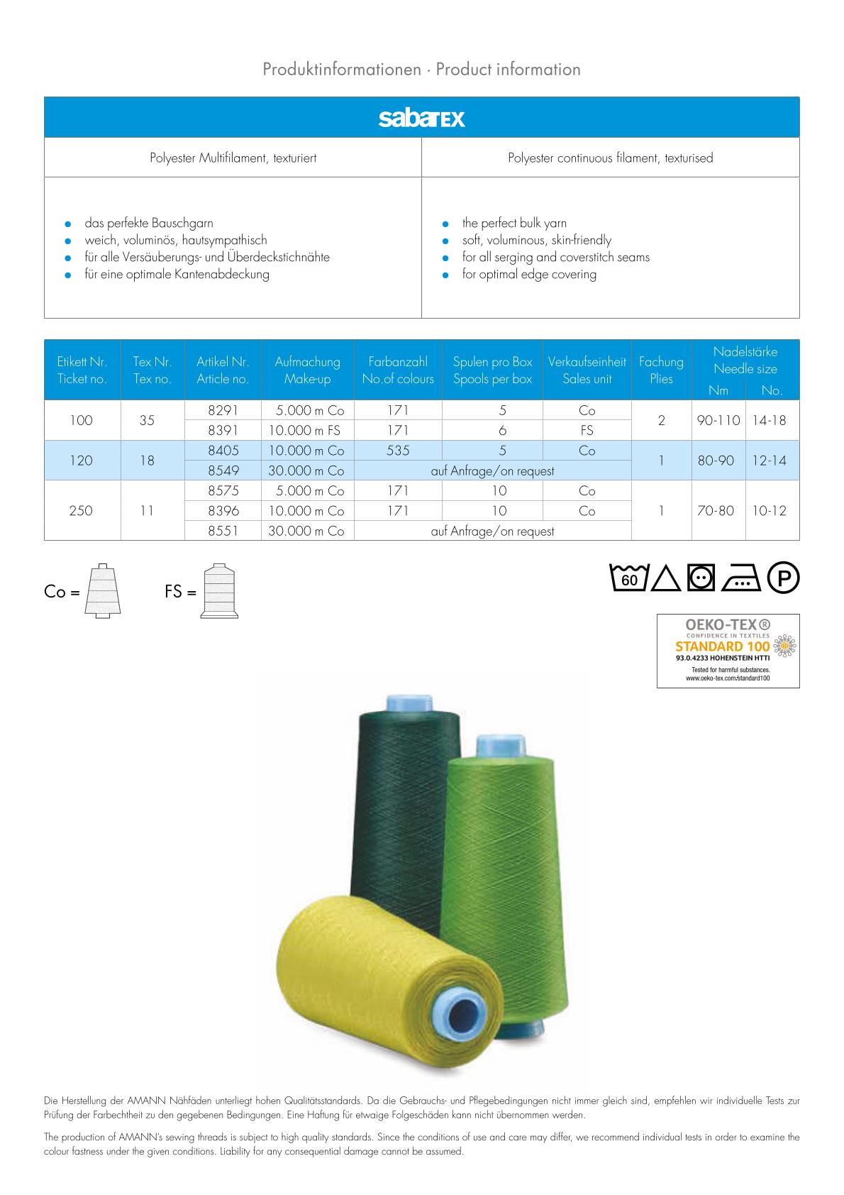 Saba 100, 5.000 m (Tex 30), weiß (2000), VE 1 Rolle(n), UV 5 Rollen
