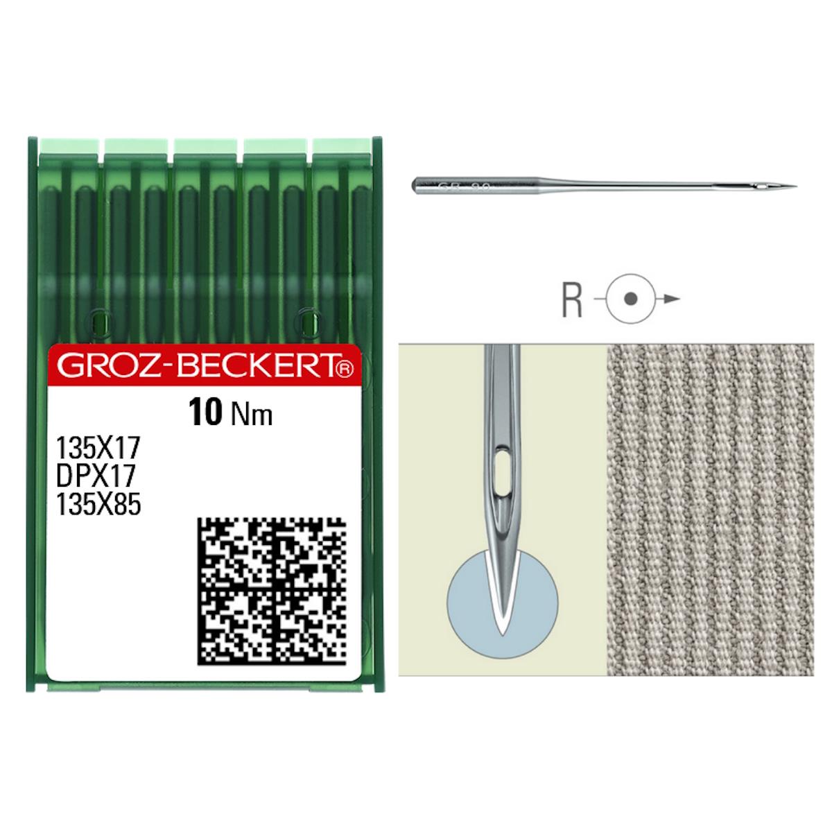 Groz-Beckert, System 135 DP17, Spitze R runder Kopf, verschiedene Größen, Chrom Groz-Beckert, System 135 DP17, Spitze R runder Kopf, verschiedene Größen, Chrom