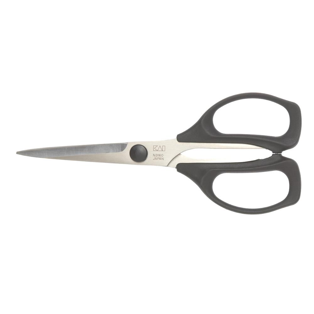 KAI Papierschere 6 Zoll N 3160S, Länge 160 mm, schwarzer Kunststoffgriff