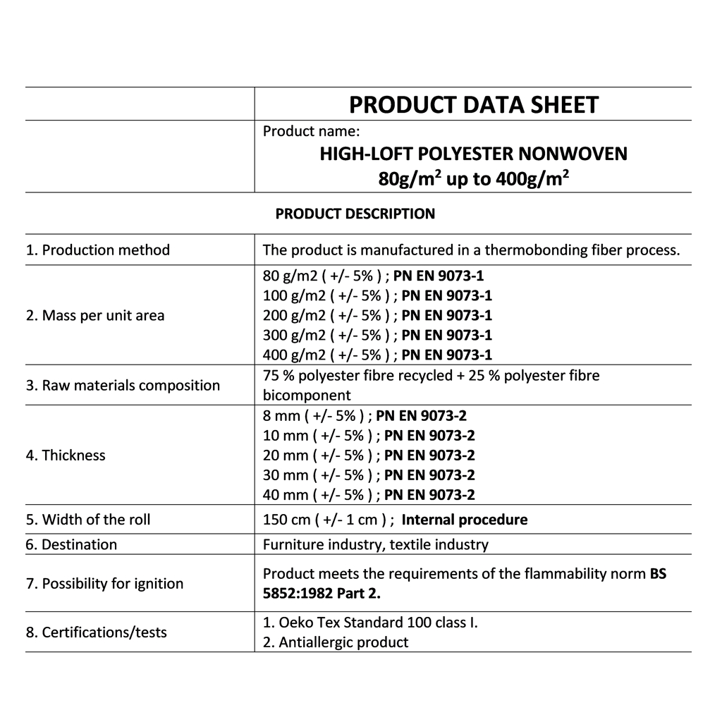 Polyesterwatte 100g (ca. 1 cm), 150 cm, VE Rolle(n) 50m, Polywatte, Diolenwatte, Volumenvlies
